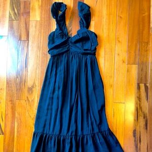 Gap ruched Tiered Midi dress black